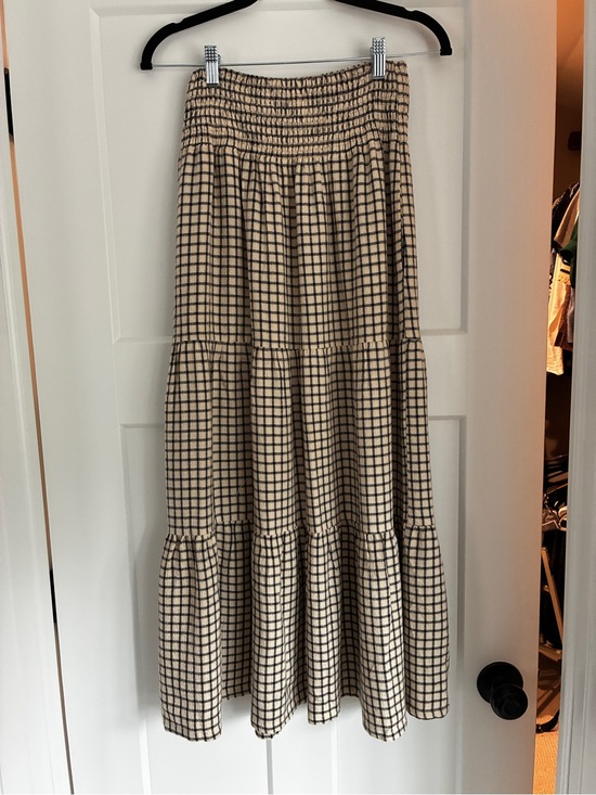 Marine Layer Dresses & Skirts - Marine Layer Beige and Black Checked Tiered Maxi Skirt